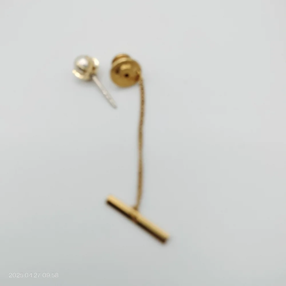 Vintage Golden Pearl Tie Tack 1960s Pin Men's Suit Formal Classic Luxury